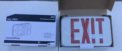 Lot of 2 - Cooper Lighting All-Pro Thermoplastic LED Red EXIT Signs Cat # APX6R - Image 1 of 3