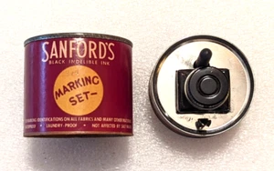 Vintage Sanford's Black Indelible Ink Marking Set Metal Tin. Bottle, Tip, Handle - Picture 1 of 7