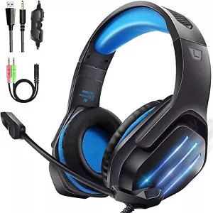 Gaming Headset Headphones With Microphone LED For PC Laptop PS4 PS5 Xbox One UK - Picture 1 of 6