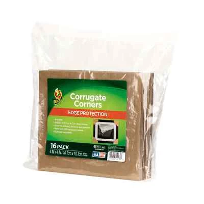 Duck 4" x 4" Brown Corrugate Corners Edge Protection - 16 Ct - Image 1 of 4