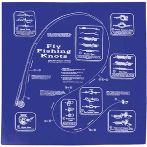 Printed Image Fly Fishing Knots Bandanna 22" x 22" Royal Blue Knot Tying Tips - Picture 1 of 1