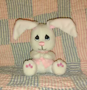 Precious Moments Tender Tails 5" Bean Bag Plush White & Pink Bunny Rabbit - Picture 1 of 4
