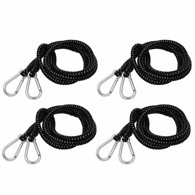 WIDESKALL 4 Pcs 70" inch Extra Long Heavy Duty Bungee Cord Black with Carabiner Hooks Bulk