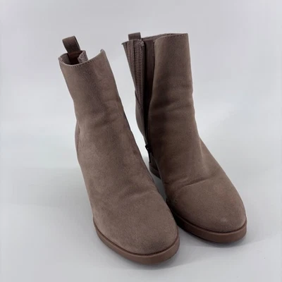 Mujeres Taupe Gamuza Cuña Plataforma Botines Cremallera Lateral Refuerzo Elástico Talla 7 Foto 1 de 4