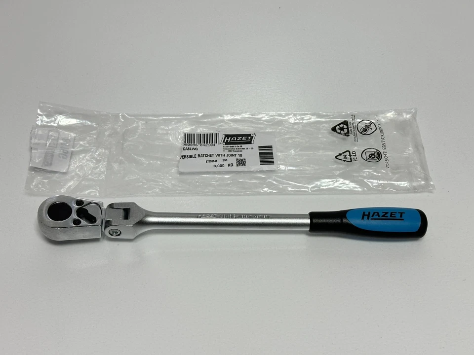 NEW Hazet (Germany) 3/8" Drive Flex Head Ratchet w/ Blue/Black Soft Comfort Grip - Image 1 of 4