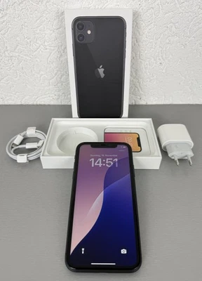Apple IPhone 11 64GB Modellnummer MHDA3ZD/A A2221 black schwarz geb. Top Zustand - Bild 1 von 4