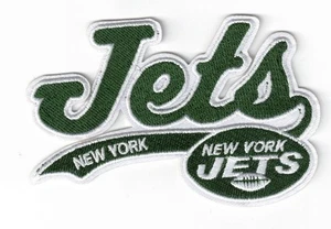 New York Jets Script Team Logo NFL ricamato 4 pollici ferro/toppa da cucire - Foto 1 di 2