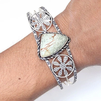 Pulseras brazaletes de 7"" ajustables con piedras preciosas de jaspe americano Foto 1 de 4