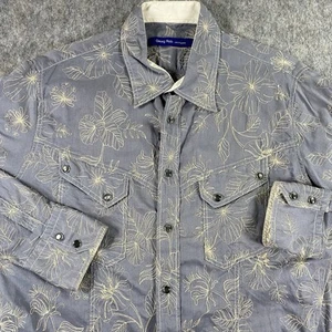 Georg Roth Pearlsnap Shirt Men's Medium Western Chain Stitch Floral Long Sleeve - Picture 1 of 10