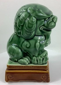 Asian Chinese Ceramic Pottery Foo Dog Foo Lion Statue Figurine Green Brown - Picture 1 of 6