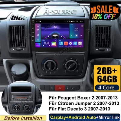 2+64GB Android 14 Autoradio FM Navi Für Fiat Ducato Peugeot Boxer Citroen Jumper - Bild 1 von 4