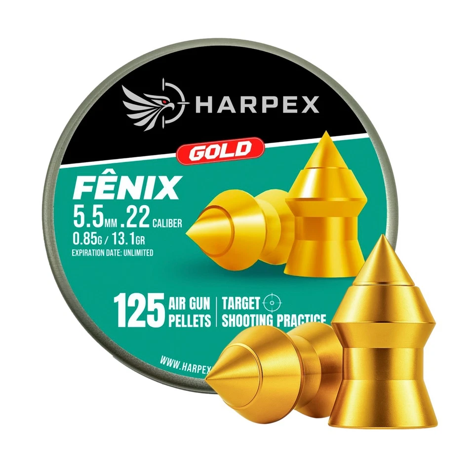 Harpex Fenix Gold .22 (5.5mm) Cal Airgun pellets  - Lead Pointed high precision - Image 1 of 4