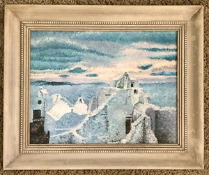 VINTAGE ORIGINAL Ölgemälde MITTLERER OSTEN WÜSTENSANDDORF Realismus Dämmerung - Bild 1 von 9