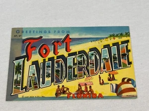Vintage Greetings From Fort Lauderdale Florida Postcard Graphic - Picture 1 of 7