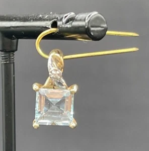 Natürlicher Aquamarin & Diamant 10k Gelbgold Anhänger - Bild 1 von 3