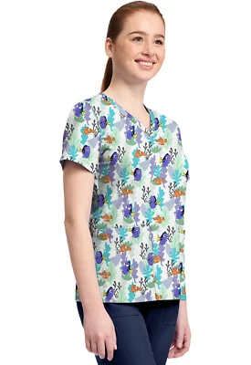 Finding Nemo Cherokee Scrubs Tooniforms Disney V Neck Top TF796 FNND - Image 1 of 4