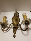 Antique Brass 2 Light Wall Sconce With Prisms