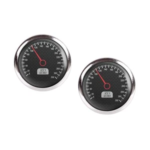 Mylery Stud Earrings Pair Motif Speedometer Meter KMH KM/H Instrument Display Carbon - Picture 1 of 6
