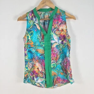 Unbranded womens silk tank top size 8 multicolour floral sleeveless 086712 - Picture 1 of 7