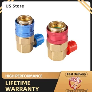 A/C Quick Adapter Fittings Coupler Kit Hign/Low AC Manifold Gauge Refrigerant US - Picture 1 of 10