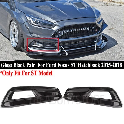 Par de bisel de cubierta de luz antiniebla delantera izquierda derecha negro brillante para Ford Focus ST 15-18 Foto 1 de 4