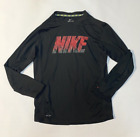 Nike Dri Fit Long Sleeve Performance T Shirt Youth XL Black Swoosh Graphic