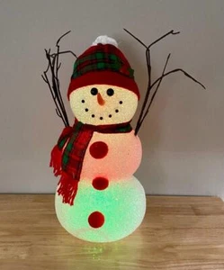 Melted Plastic Popcorn Snowman LED Color Changing Light Up 16" - Picture 1 of 7