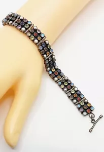 Vintage 925 Sterling Silver & Multi Gemstone Bracelet - Picture 1 of 16