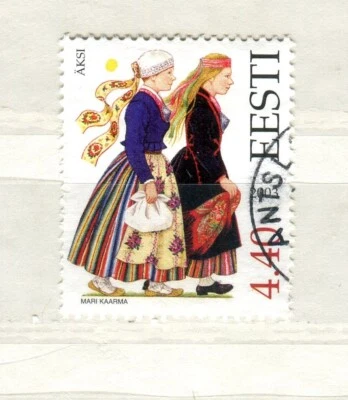 2003 Estonia 282 Äksi National Costume ERROR "yellow sun" USED - Image 1 of 2