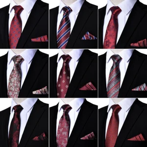 Men Flower Stripe Necktie Pocket Square Set Wide Wedding Party Formal Tie Lot - Picture 1 of 20