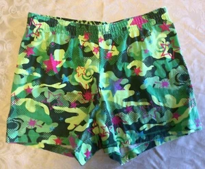 Girls Size 12 Large Faded Glory Green Pink Black Shorts Stars - Picture 1 of 6