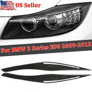 Carbon Fiber Headlight Eyelid Eyebrow Cover For BMW E90 E92 328i 335i 2009-2012 - Picture 1 of 7