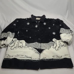 Chaqueta polar vintage años 90 pulóver estampado de osos polares talla 3XL - Imagen 1 de 10