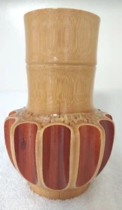 Vintage handgeschnitzte Bambus 8" Vase  - Bild 1 von 5