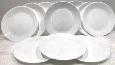 SET OF TEN CORELLE WINTER FROST WHITE DINNER PLATES 10 1/4" FAST FREE US SHIP - Image 1 of 2