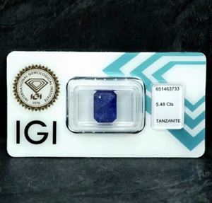 5.48 Ct IGI Certified Natural Tanzanite Emerald Cut - Picture 1 of 7