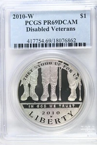 2010 W Proof Disabled Vets $1.00 Silver COMMEMORATIVE - PCGS PR 69 DCAM - Picture 1 of 2