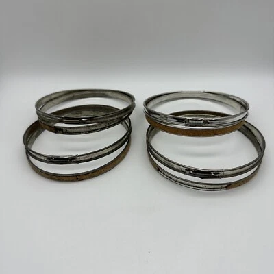 Lot of 4 Vintage 6” Metal Embroidery Spring Tension Hoop Ring two Cork Lined - Image 1 of 4