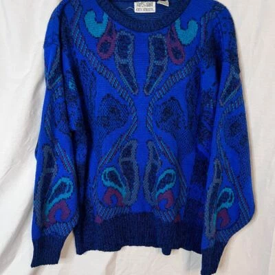Suéter Pullover City Streets Vintage Años 90 Cuello Redondo Para Hombre Talla Grande Azul Verde Foto 1 de 4