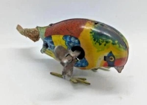 Vintage Tin Litho Mechanical Wind Up Toy 2 3/4" Bird Japan W/ Key - Picture 1 of 5