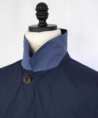 $1,695 CANALI - Rain Protection "REVERSIBLE" Navy Baby Blue Trench Coat - 40R - Image 1 of 4