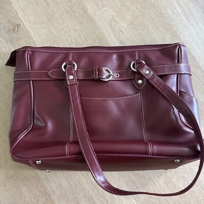McKlein Womens Leather Laptop Case Tote Purse Bag Cranberry Red Beautiful - Image 1 of 4