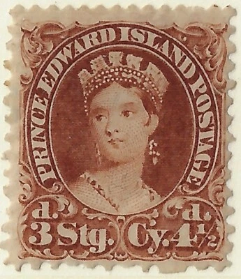 PEI 1870 Scott 10/SG 32, QV 4 ½ d. yellow brown, MH-OG. F-VF,  CV $90  (a5967 - Image 1 of 3
