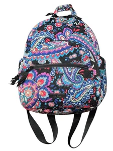 Vera Bradley Essential Compact Backpack Haymarket Paisley Med Black Floral Pink - Picture 1 of 24