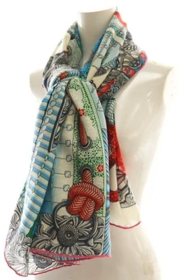 DDU HERMES Carre 140 Cashmere Silk Scarf Shawl Parures de Samourais Multicolor - Image 1 of 4