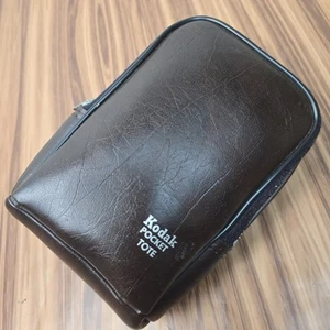 Vintage 80s Kodak Pocket Tote Brown Retro Leather Grain Camera Case w/ Belt Clip - Picture 1 of 23