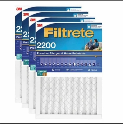 Filtro Filtrete Serie 3M 2200 Paquete de 4 Seleccionar tamaño 90 DÍAS DE AIRE TRANSPARENTE EFECTIVO Foto 1 de 2