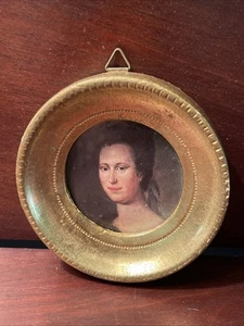 Italian Florentine Gilt Gold Wall Plaque Round 3" Mary Byrd - Imagen 1 de 4
