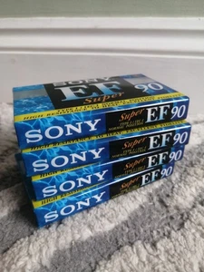 4 X SONY SUPER EF 90 Minutes Blank Audio Media Recording Cassette Tapes - Picture 1 of 7