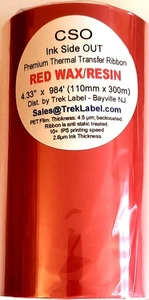 RED Color CSO Thermal Transfer Wax Resin Ink roll 110m 4.33" Ribbon for ZEBRA - Picture 1 of 1
